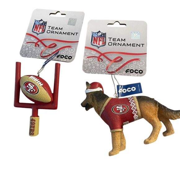 NFL Other - San Francisco 49ers Red Dog & Football Ornament Set NWT